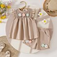 thumbnail image 2 of TOWED22 Kids Toddler Summer Clothes 2pcs Cute Tank Shirts Sleeveless Shorts Sets Sweet with Pockets(Coffee,2-3 Y), 2 of 5