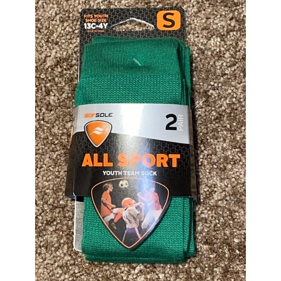 Sof Sole All Sport Youth Team Green Socks- 2 Pairs / Small / 13C-4Y