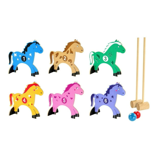 Kids Croquet Set Wooden Animals 10 Piece Set - Walmart.com - Walmart.com