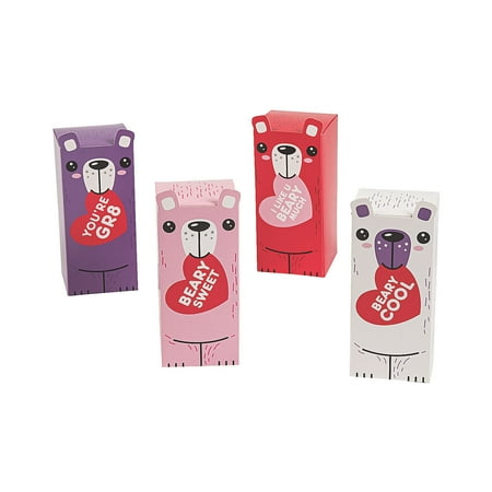 Valentine Bear Treat Boxes - Party Supplies - 24 Pieces
