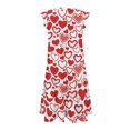 thumbnail image 6 of Yuyamidu Red Valentines Day Dress for Women Dresses Heart Print Dress Comfortable V-Neck Ruffle Sleeve Flowy Tiered Midi A-Line Dresses with Pockets, Size XL, 6 of 8