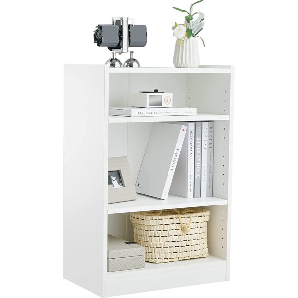 3Cube Bookcase White 3Tier Modern White Open Bookshelf with
