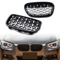 thumbnail image 4 of NS Car Front Diamond Meteor Grille Kidney Mesh Grill 51137239022, 51137239021, 51137262120, 51137262119, 51137262117, 51137262118 for BMW 1 Series F20 2011-2014, Chrome Black, 4 of 5