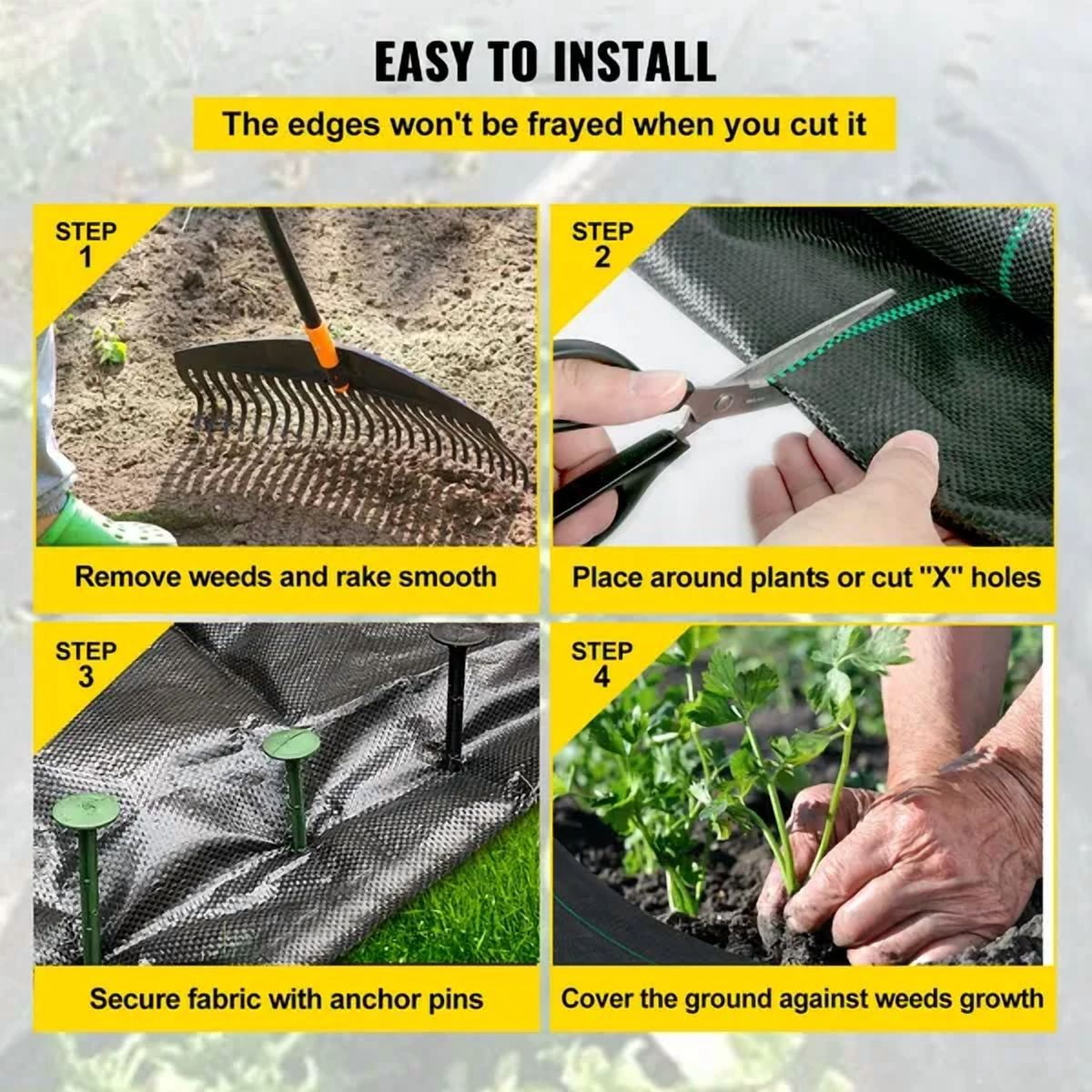 2x3 FT 300 FT Premium Heavy Duty 3.2OZ Weed Barrier Fabric Woven Weed Control High Permeability for Flower Bed Geotextile Underlayment Polyethylene Ground Cover