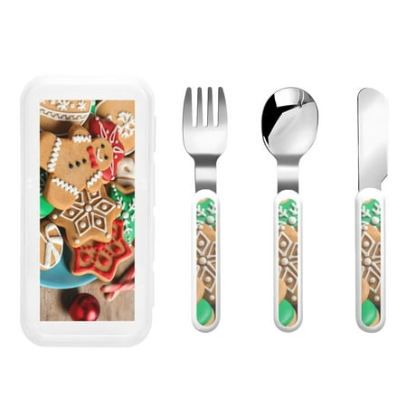 

Daiia Christmas Cookies for Stainless Steel Kids Silverware Set - Children’s Utensil Set - Children s Knife Fork And Spoon Set - Metal Kids Cutlery Set