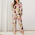 thumbnail image 2 of Pajama Sets for Women 2 Pcs, Ice Cream Cone Print Button Down Long Sleeve Sleepwear Lounge PJ Sets, 2 of 6