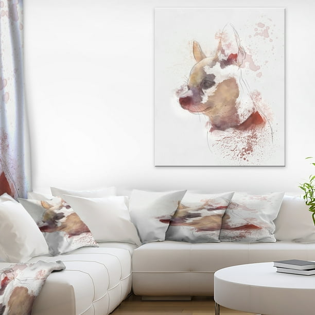 Chiot Mignon Portrait Aquarelle - Surdimensionné Animal Wall Art