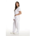 thumbnail image 2 of Just Love Solid Stretch Scrub Set for Women Stretchy Mock Wrap Top and Cargo Pants (X-Large, White), 2 of 3