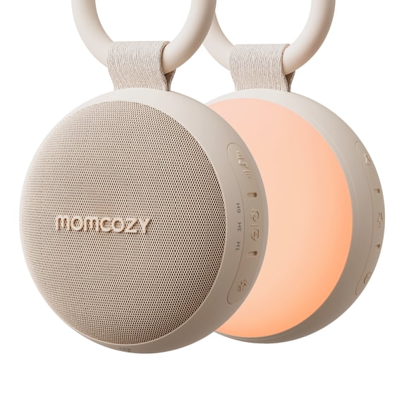 Momcozy Portable Baby Sound Machine with Night Light, 20 Soothing Sounds, Clips on Stroller for Infant & Toddler, Khaki