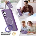 thumbnail image 3 of Asuwish Phone Case for Samsung Galaxy S25 FE 5G Tempered Glass Screen Protector Magnetic Folding Stand Frosted Translucent Rugged Shockproof Protective Cell Cover S 25 EF S25FE Women Men Deep Purple, 3 of 6