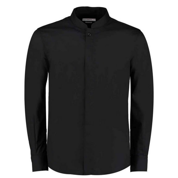Kustom Kit Mens Mandarin Collar Long-Sleeved Shirt