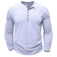 thumbnail image 4 of AIEOTT Men Quarter Button Pullover Lightwigeht Long Sleeve Shirts Cotton Breathable Shirts Loose Fit V Neck Shirt Solid Color Top, 4 of 7