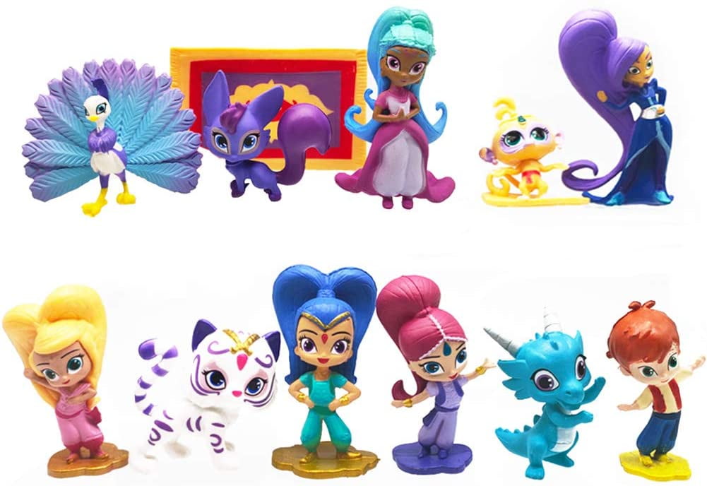 Shimmer and Shine Figure Playset 12pcs - Popular Movie Characters Toy Cake Toppers Party Supplies Birthday Decorations