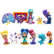 Angle View: Shimmer and Shine Figure Playset 12pcs - Popular Movie Characters Toy Cake Toppers Party Supplies Birthday Decorations