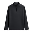 thumbnail image 5 of Ceisia Men's Quarter Zip Stand Collar Pullover Long Sleeve Casual Solid Color Breathable Athletic Top Black XL Gift, 5 of 5