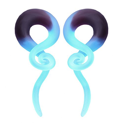 BodyJ4You 4PC Glass Ear Tapers Plugs 4G-14mm Rainbow Swirl Teardrop Spiral Gauges Piercing Set