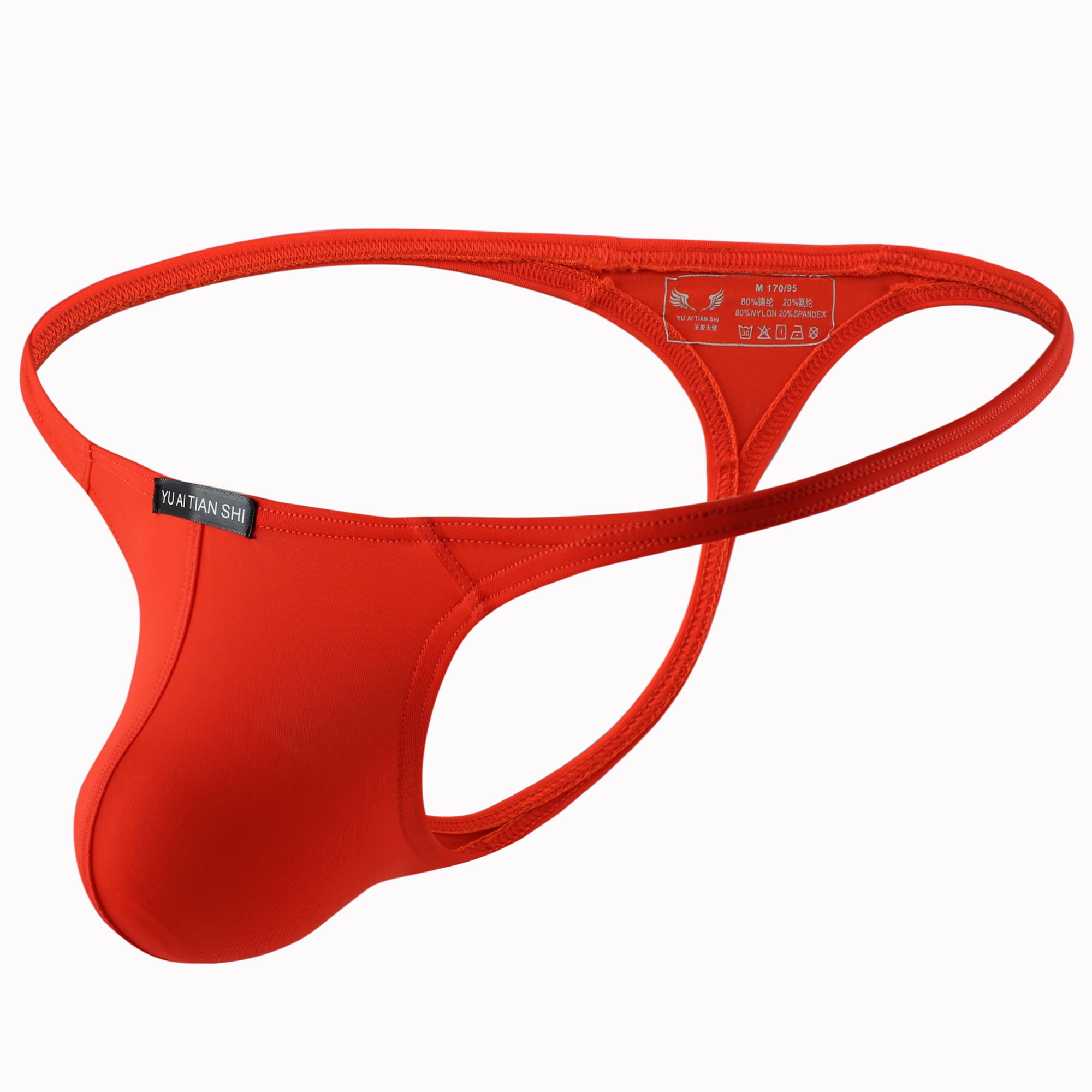 MIZOK Men's GString Sexy Sports Bikini Briefs Thongs Underwear Orange