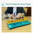 thumbnail image 5 of Pastilleros diarios para 7 días, 2 tomas al día, organizador semanal de pastillas AM/PM, caja grande para guardar medicamentos con 14 compartimentos, estuche para tabletas con vitaminas, Pi, 5 of 5