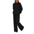thumbnail image 5 of Letdown Oversized Lounge Sets for Women 2 Piece Fall Winter Outfits Wide Leg Pant Matching Sets Solid Pullover Sweatshirt Clothing (Black, M), 5 of 7