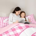 thumbnail image 5 of jejeloiu Pink Graffiti Monogram S 7-Piece Bedding Comforter Set For Girls,Modern Plaid Initial Letter Print King Bedding Sets,Pink Reversible, 5 of 7