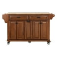thumbnail image 6 of Cambridge Mobile Kitchen Islands on Wheels with Storage, Rubber Wood Countertop, Spice Rack,Towel Holder, 3 Storage Drawers and 2 Cabinets, L60.5 x W18.13 x H36.75IN, (Mahogany), 6 of 17