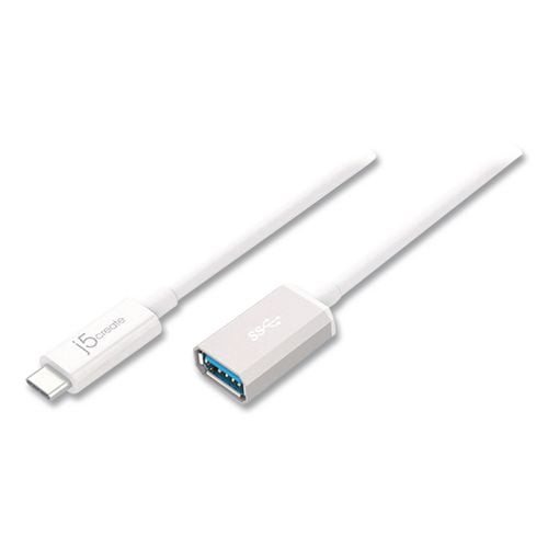 USB-C to USB Adapter, 4", Silver/White | Bundle of 2