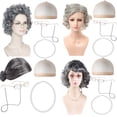 thumbnail image 2 of Pelucas de anciana para Halloween, anciana con cabello corto y rizado, abuelo y abuela disfrazados, tocados, 2 of 6