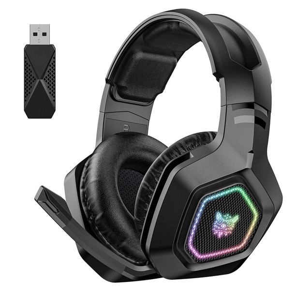 Gamer Supraaurales Inalámbricos para Juegos 2.4GHz/BT 5.3/Wi Con Micrófono RGB PC Portátil Rojo