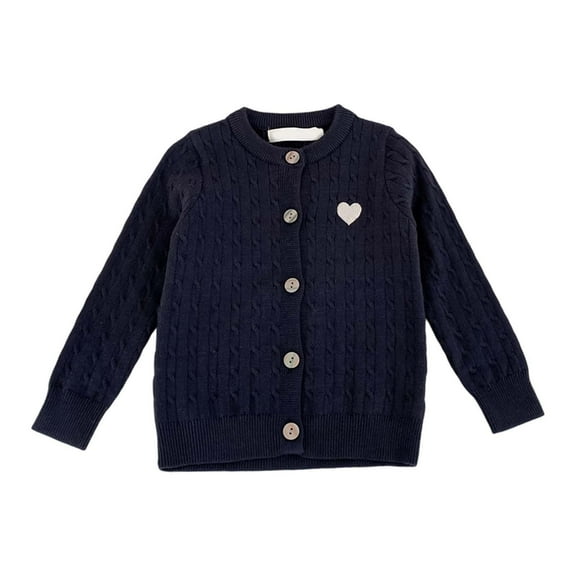 SUXIAN Kids Western Casual Knitted Cardigan Jacket for Boys and Girls Navy 7-8