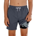 thumbnail image 5 of FAOWME Kids Boys Swim Trunks Drawstring Elastic Waist Solid Color Comfortable Breathable Beach Shorts With Liner For Summer Pool Party Water Activities,Grey,11-12 Years, 5 of 5