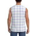 thumbnail image 4 of Bixox Men's Blue Checkboard Printed Shirt Sleeveless Fitness Tank Top-XX-Large, 4 of 7