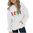 thumbnail image 3 of Swuxness Toddler Long Sleeve Sweatshirts, Toddler Fall Tops, Boys and Girls Hoodie Set Middle Big Kids Solid Color Top White, 11-12 Years, 3 of 5