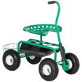 thumbnail image 1 of Outsunny Garden Scooter, Rolling Cart with Tray, Bucket, Green and Black, 1 of 8