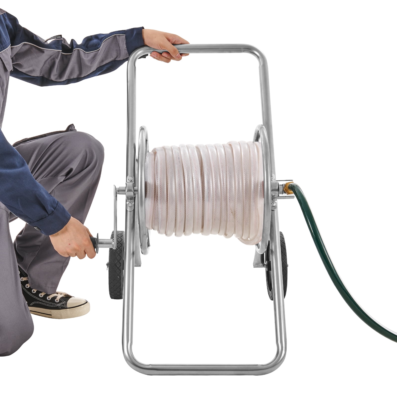 VEVOR Hose Reel Cart with Wheels, Metal hose reel Holds 175 Feet of 5/8" Hose Capacity Heavy Duty Outdoor Water Planting Truck for Yard, Garden