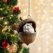 Animal Christmas Ornament, Flat Acrylic Forest Animal Decoration, Forest Animal Decoration, Acrylic Hanging Woodland Pendant for Xmas Tree Decorations, Hanging Ornament Home Party Decor(A)