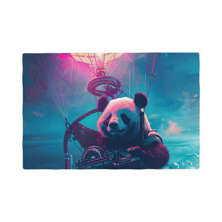 

Table Placemats Set of 6 - DJ Panda Hot Air Balloon 12x18 In Faux Linen Double Heat Resistant Place Mats Cloth Indoor/Outdoor Placemats Washable Table Mats for Dining Kitchen Party