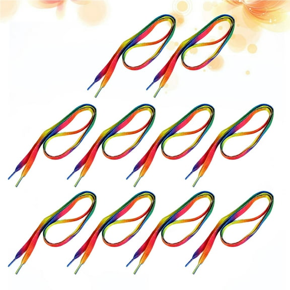 10Pairs Rainbow Shoelaces Decorative Shoe Laces Colorful Flat Shoelaces Shoestrings for Shoes Sneakers Boot