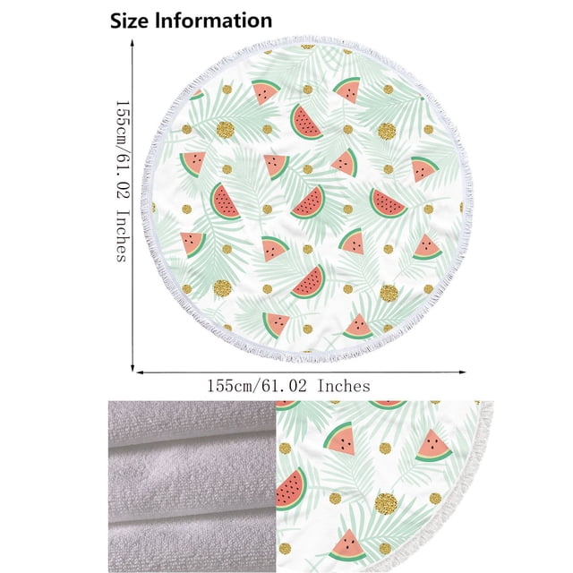 Birdeem Serviette de Plage Ronde en Microfibre Imprimée Super Légère Serviette de Bain Colorée Anti-Sable Couverture de Plage Tapis de Plage Serviette Multi-Usage pour Voyage Piscine