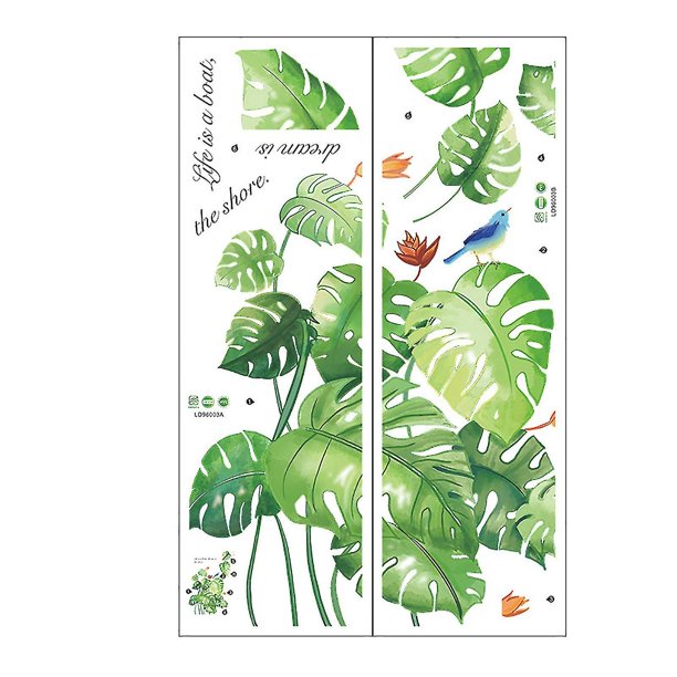 Pegatinas de pared autoadhesivas para decoración de pared del hogar, plantas verdes tropicales, hojas traseras de tortuga frescas, dormitorio, sala de estar, porche