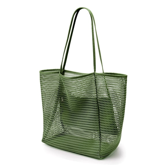 SHILINLANG Beach Nylon Mesh Tote Bag, Casual Tote Bag Hobo Women Foldable MAX 23L Shoulder Bag For Beach Picnic Vacation
