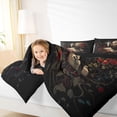 thumbnail image 4 of Homewish Halloween Sugar Skull 7-Piece Twin Bedding,Red Rose Bedding Comforter Set,Gothic Aesthetic Bed Set,Black Reversible, 4 of 8