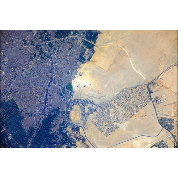24"x36" Gallery Poster, ISS 32 Pyramids at Giza, Egypt