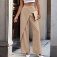 thumbnail image 2 of Women Asymmetrical Dressy Pant High Waisted Plain Loose Fit Wide Leg Pants Business Casual Work Trousers Suit Trousers Solid Color Loose Womens Pants 2026 Khaki XL, 2 of 5
