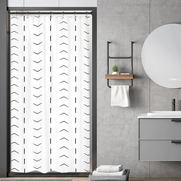 UOWRPOZ Black & White Chevron Striped Polyester Shower Curtain, 36" x 72" Waterproof