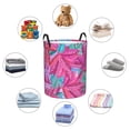 thumbnail image 6 of XMXT Collapsible Laundry Basket, Magenta Tropical Botanical Print Waterproof Laundry Hamper, 40L Pink, 6 of 8