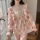 thumbnail image 3 of Pijama de manga larga para mujer, ropa de dormir de estilo princesa de encaje, pantalones largos, Otoño, 2024, 3 of 5