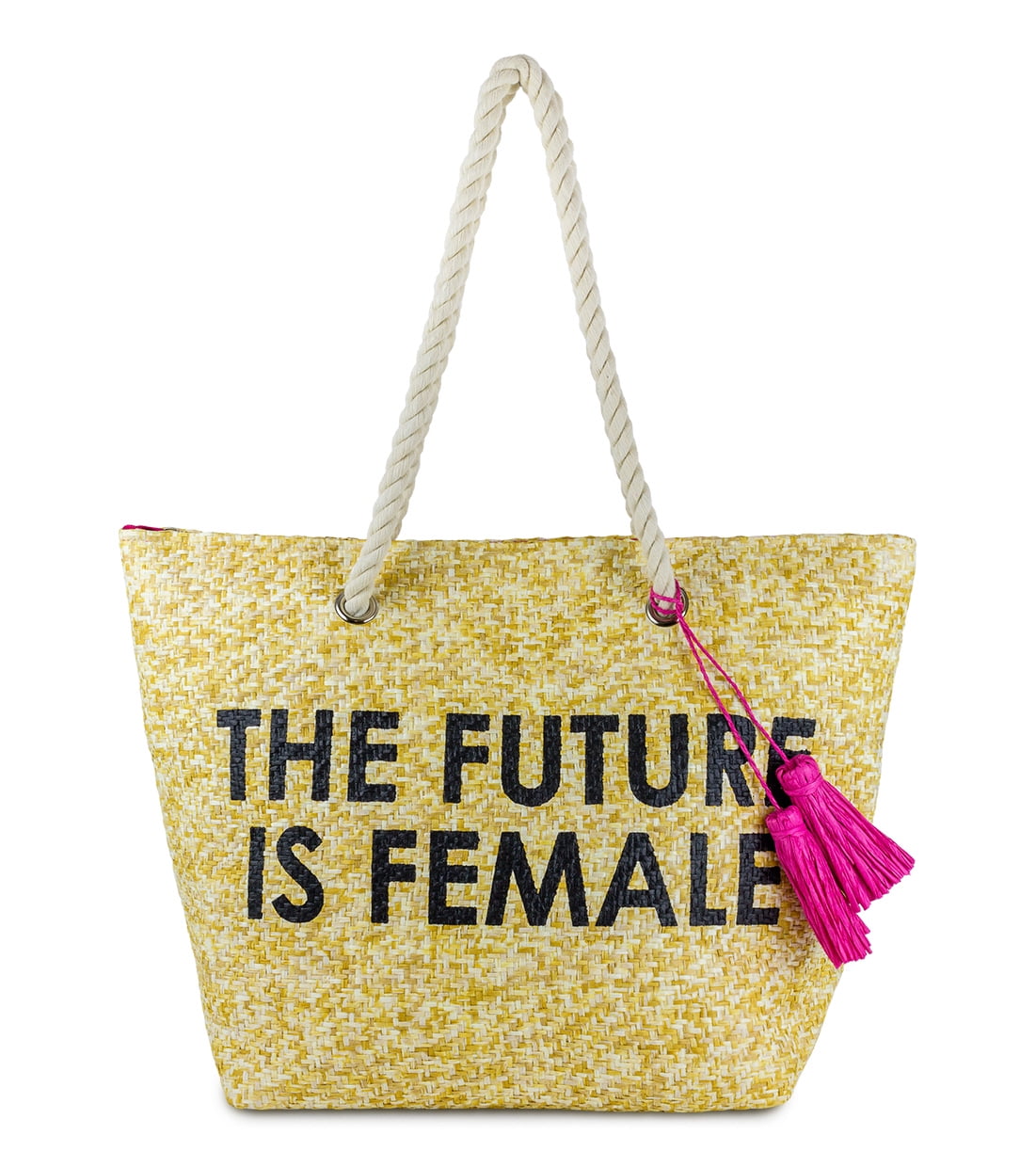 Future is Female Pop Culture Pool Tote Feminism Powerful Woman Women's Beach Bag Girls Can Do Anything Hot Pink Tote Bag