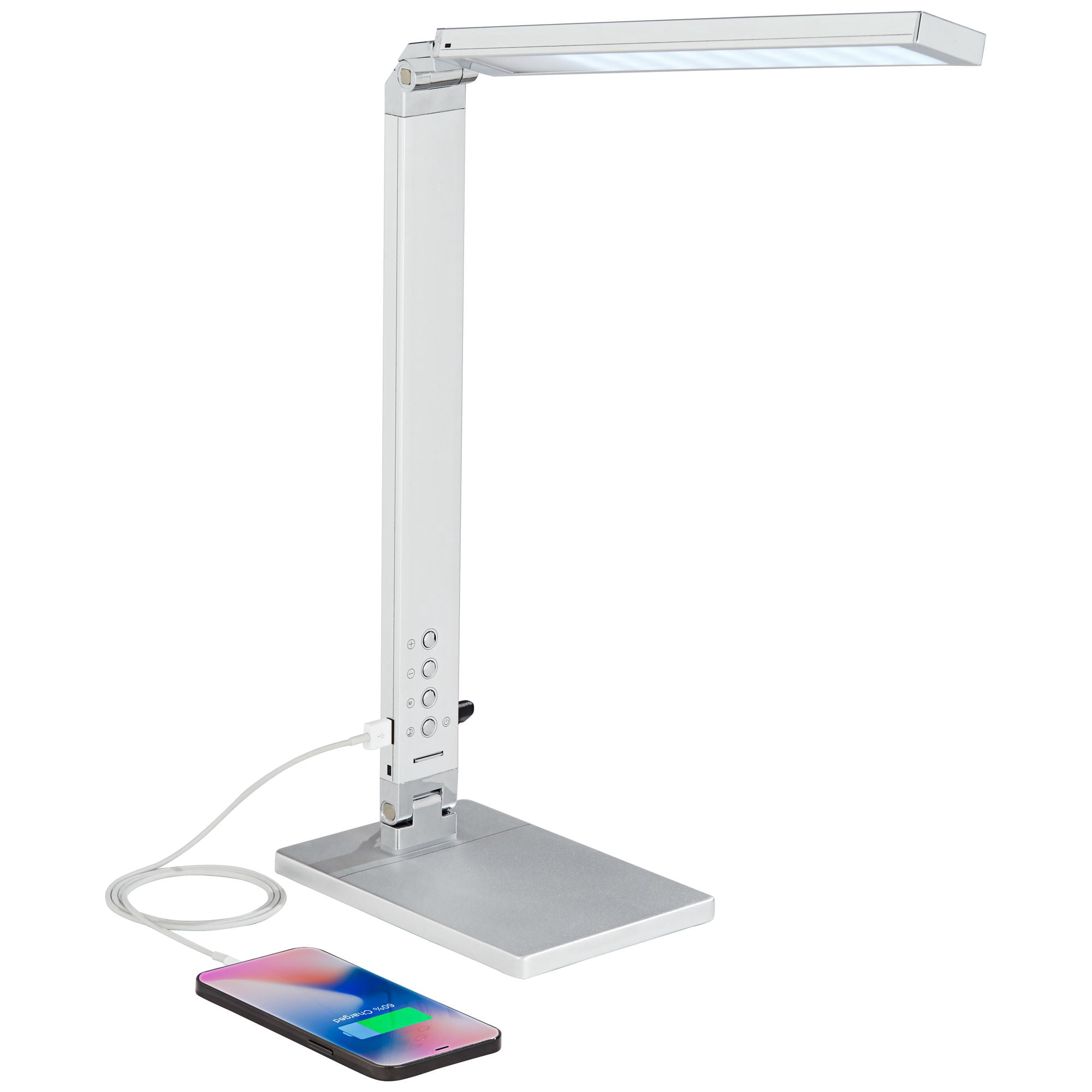 360 Lighting Jett Modern Desk Lamp 16 1/2" High Silver with USB Port and Nightlight LED Dimmer Touch On Off for Bedroom Bedside Nightstand Family Home