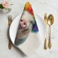 thumbnail image 2 of Funny Pig Cloth Napkins, Rainbow Abstract Animals Washable and Reusable Dinner Napkins Set of 6, Table Napkin for Kitchen Party Birthday Wedding Hotel Housewarming 20"x20", 2 of 9