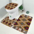 thumbnail image 2 of Brown Geometric Triangle Diamond Pattern Bathroom Rugs Sets 3 Piece,Toilet Cover Set,Absorbent Non Slip Bathroom Mats Sets with U-Shaped Contour Rug Toilet Rug Set, 2 of 5